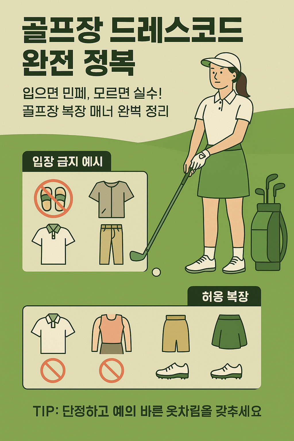 2025년 현재 대한민국 대부분 골프장에서 적용되는 복장 규정과 드레스코드